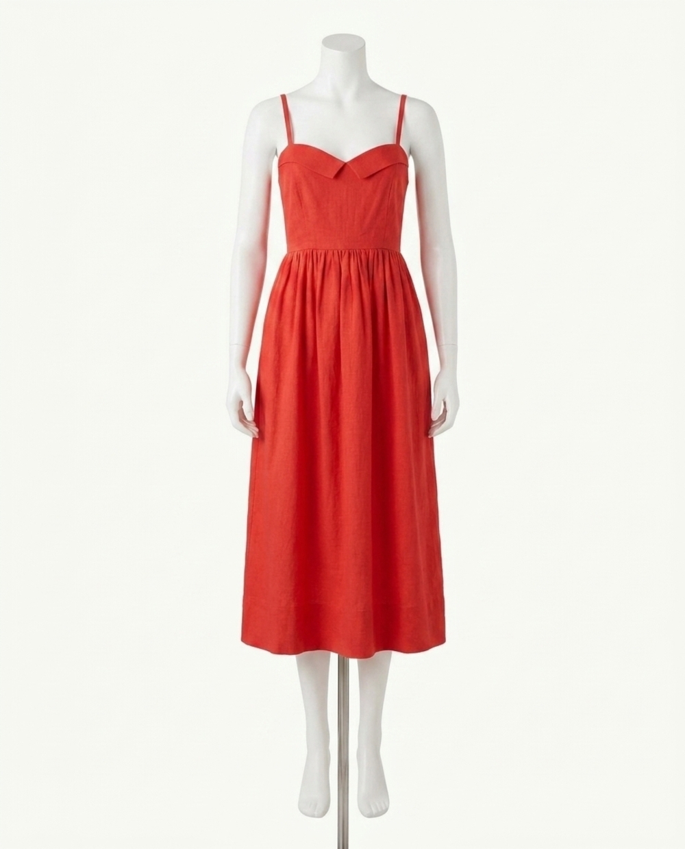 NEW THE GREAT. verse sweetheart neckline dress in hot red